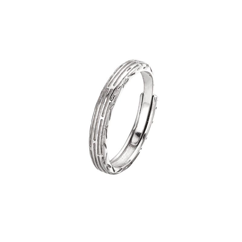 Banyan Tree S925 Silver Textured Open Couple Rings - Ideal Birthday Gift for Girlfriend