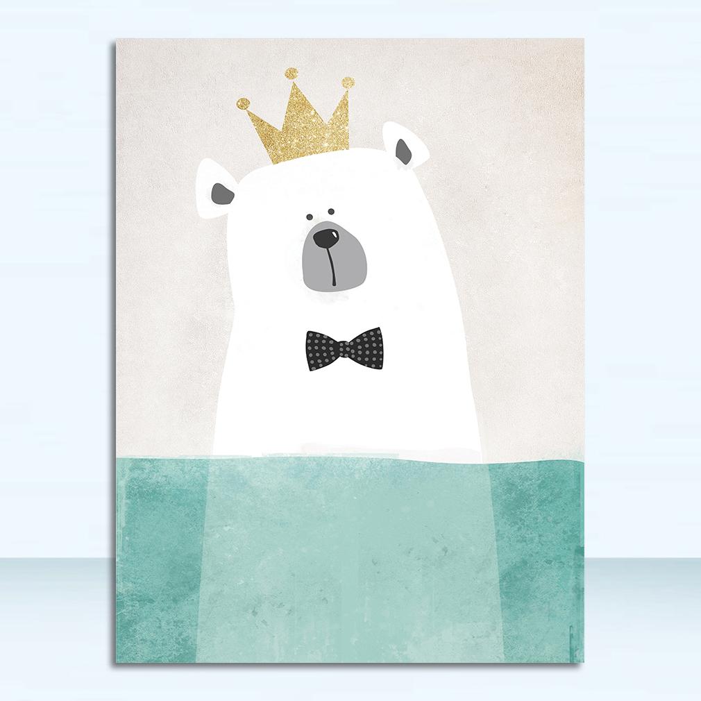 A4 A3 A2 Canvas Art Poster Painting Print Baby Room Home Wall Decor Nordic Cute Animal Hippo Penguin Polar Bear Portrait