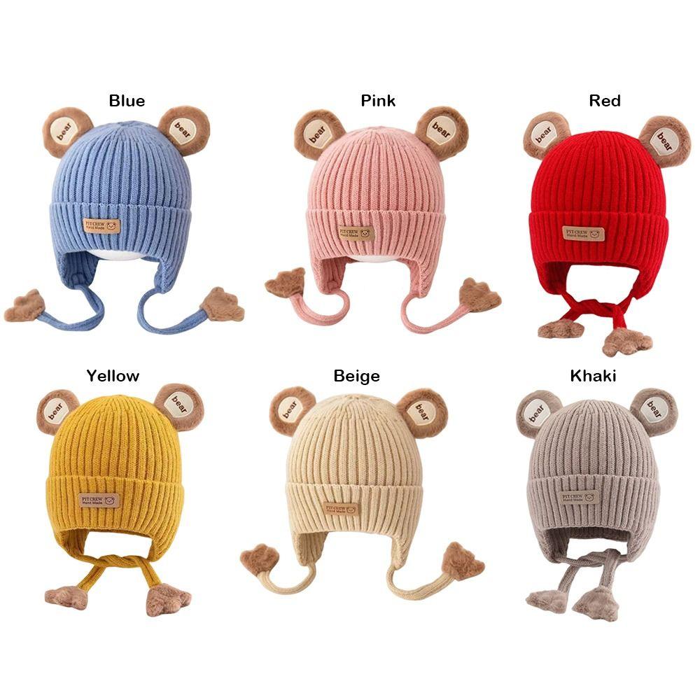 Lacing Detail Toddler Beanie Cap Cotton Lining Kids Anti-cold Cap Infant Knitted Cap Infant Use