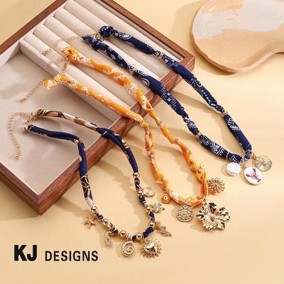 Kenjie Lusso Colore Dopamina Fiocco Gioiello Sciarpa Collana – Sciarpa di Seta alla Moda per Donne
