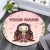 Custom Name,Nezuko Kamado pattern round rug,Carpet Rug for Living Room Bedroom Playroom ,Non-slip Floor Mat,Holiday Gifts and Birthday Gifts.