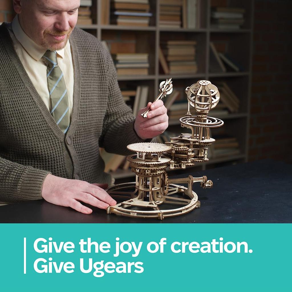 Ugears Mechaniczny Tellurion 70167 Drewniane Rękodzieło Modelarstwo Bez Kleju i Narzędzi dla Dorosłych Dzieci Puzzle, i Zestaw, Wymagane, i