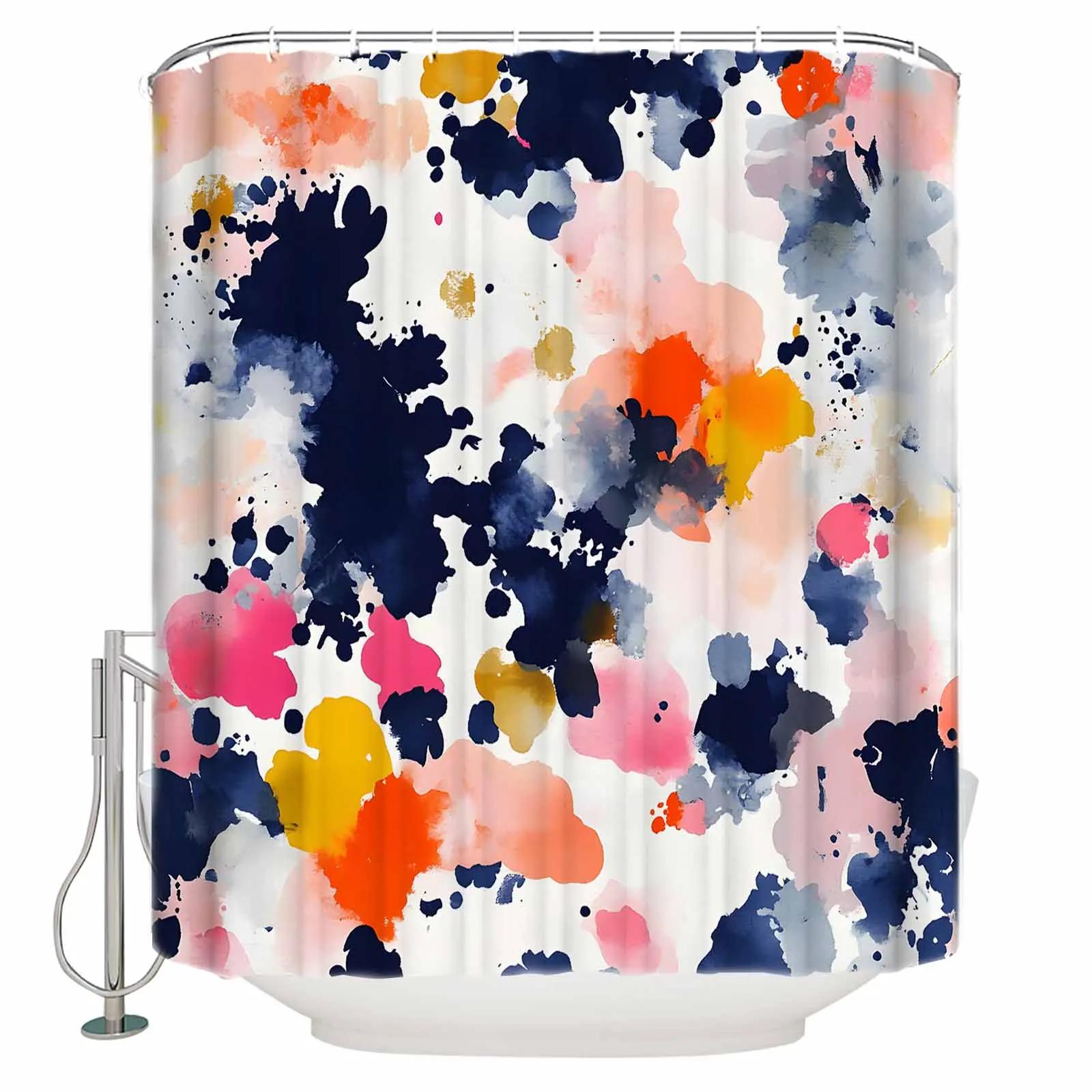 

Watercolor Ink Splash Shower Curtains Waterproof Bath Curtains Home Decor Modern Luxury Bathroom Curtain W60H190(CM)-1 Pcs