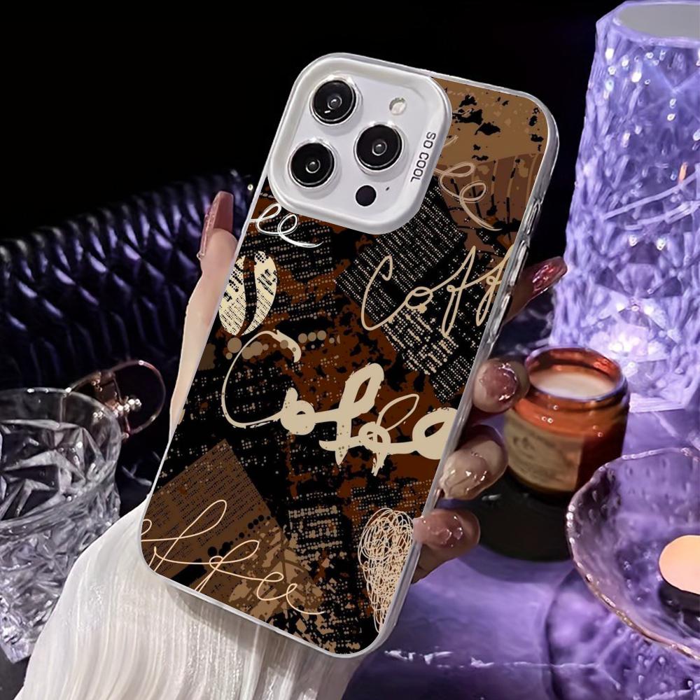 Coffee Beans White Translucent Mobile Phone Case for iPhone 17 16 15 14 13 12 11 X XR XS Air Pro Max Plus Colorful Cover