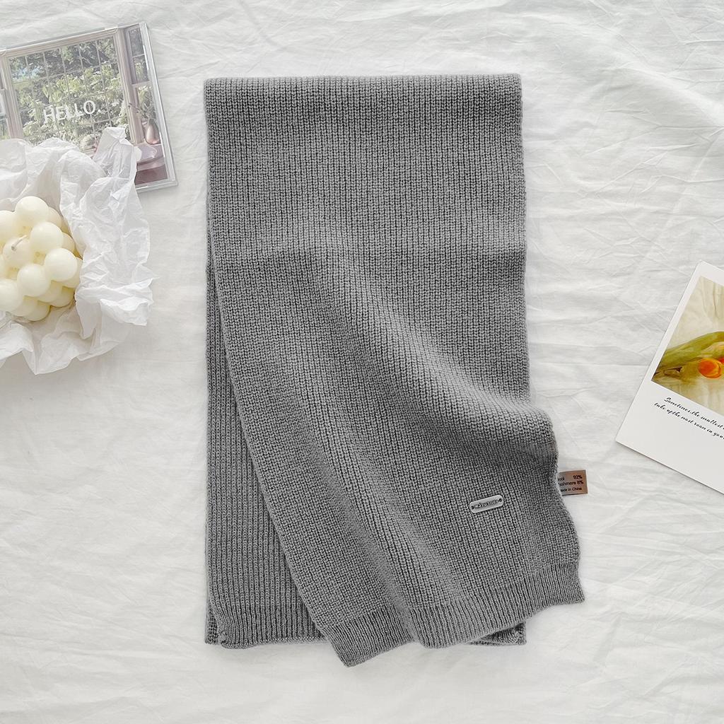 New 100% Wool Scarf Winter  Solid Color Warm and Cold proof Women's Scarf Fashion Versatile Knitted Scarf