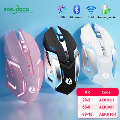 Mysz do gier akumulatorowa 2.4G bezprzewodowa mysz Bluetooth wyciszona mysz ergonomiczna do komputera Laptop podświetlana diodami LED mysz dla IOS Android