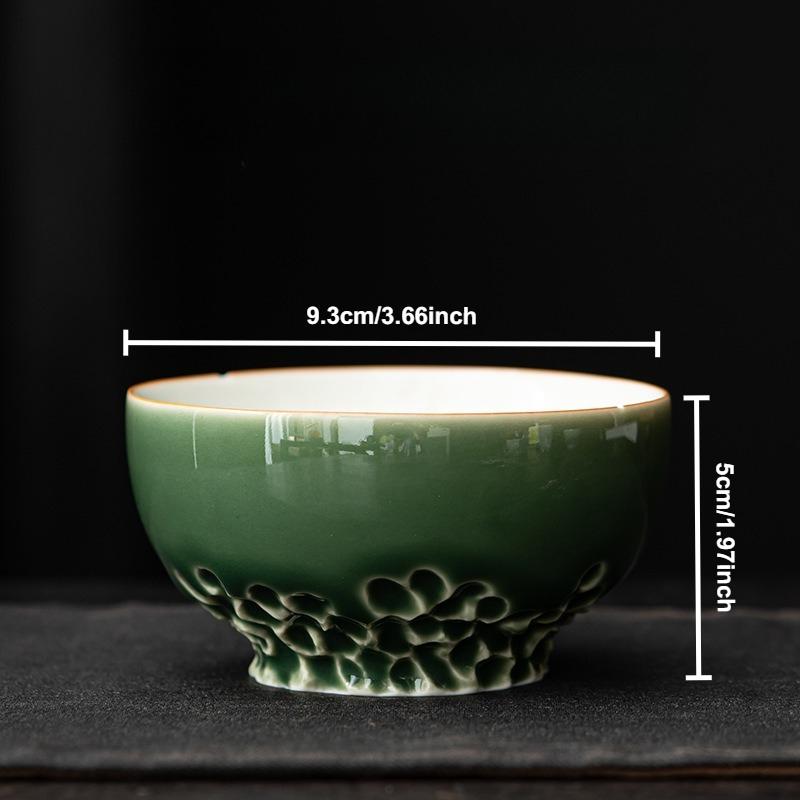 Green Glaze Handmade Ceramic Teacup Chinese Kung Fu Gongfu Teaware Set Retro Japanese Mugs Drinkware Tea Ceremony Master Cups