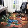1pc Teddy Bears Christmas Chair Carpet for Office, Indoor Non Slip Washable Polyester Fiber Carpet,