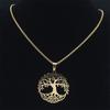 Fashion Tree of Life Round Necklace for Women Men Stainless Steel Gold Color Chain Necklaces Jewelry arbre de vie N3399S02