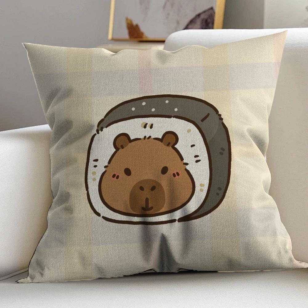 Cute Cartoon Capybara Cushion Cover Pillowcase Upholstery Sofa Throw Pillow Home Decor Pillowcas