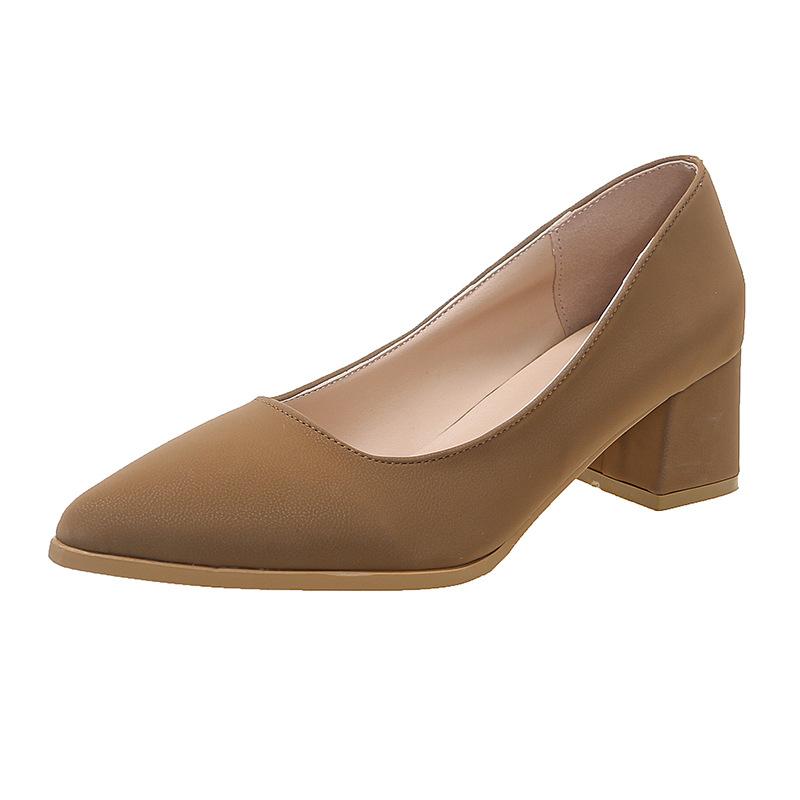 Fashion Shoes Autumn Retro High Heels Pointed Head Light Mouth Thick Heel Fashion Single Shoes