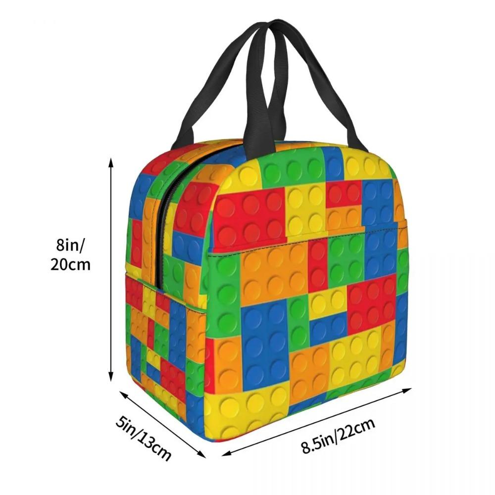 Colorful Bricks Blocks Toys Design Insulated Lunch Bag for Women Children Leakproof Food Boxes Thermal Lunch Box Tote