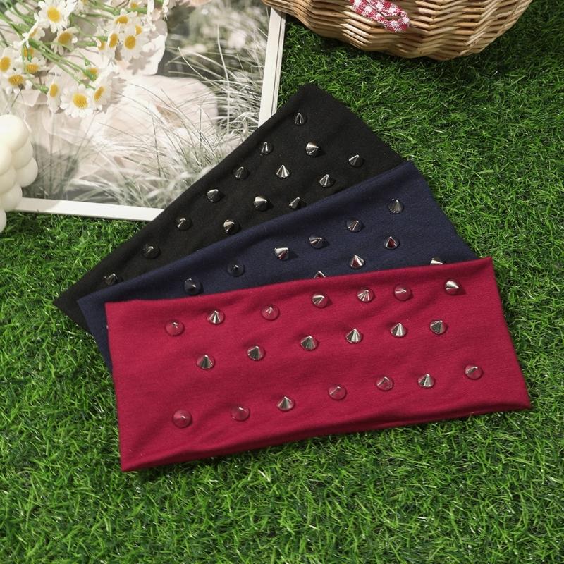 Fascia per Capelli Elastica Antiscivolo Elasticizzata con Borchie Rivettate Fascia per Capelli Traspirante per Donna Uomo Unisex da Indossare per Attività Sportive