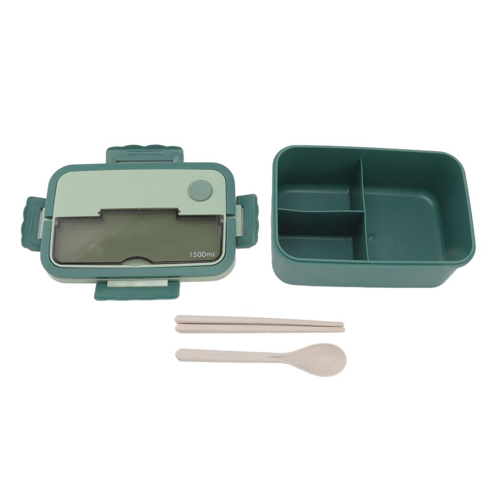 1500ml Lunchbox Hitzebeständige Plastik Bento Box Tragbare Lunchbehälter mit Essstäbchen Löffel für Studenten