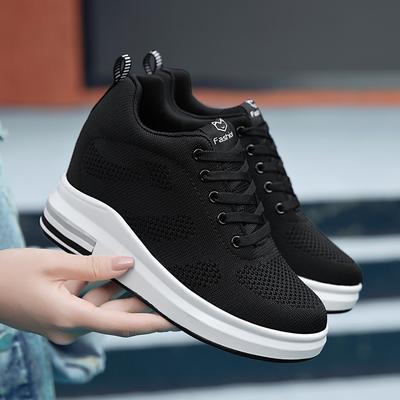 Spring And Autumn Breathable Mesh Heightening Sports Shoes Women'S Shoes Korean Version Casual Shoes Platform White Shoes Travel Shoes Single Shoes