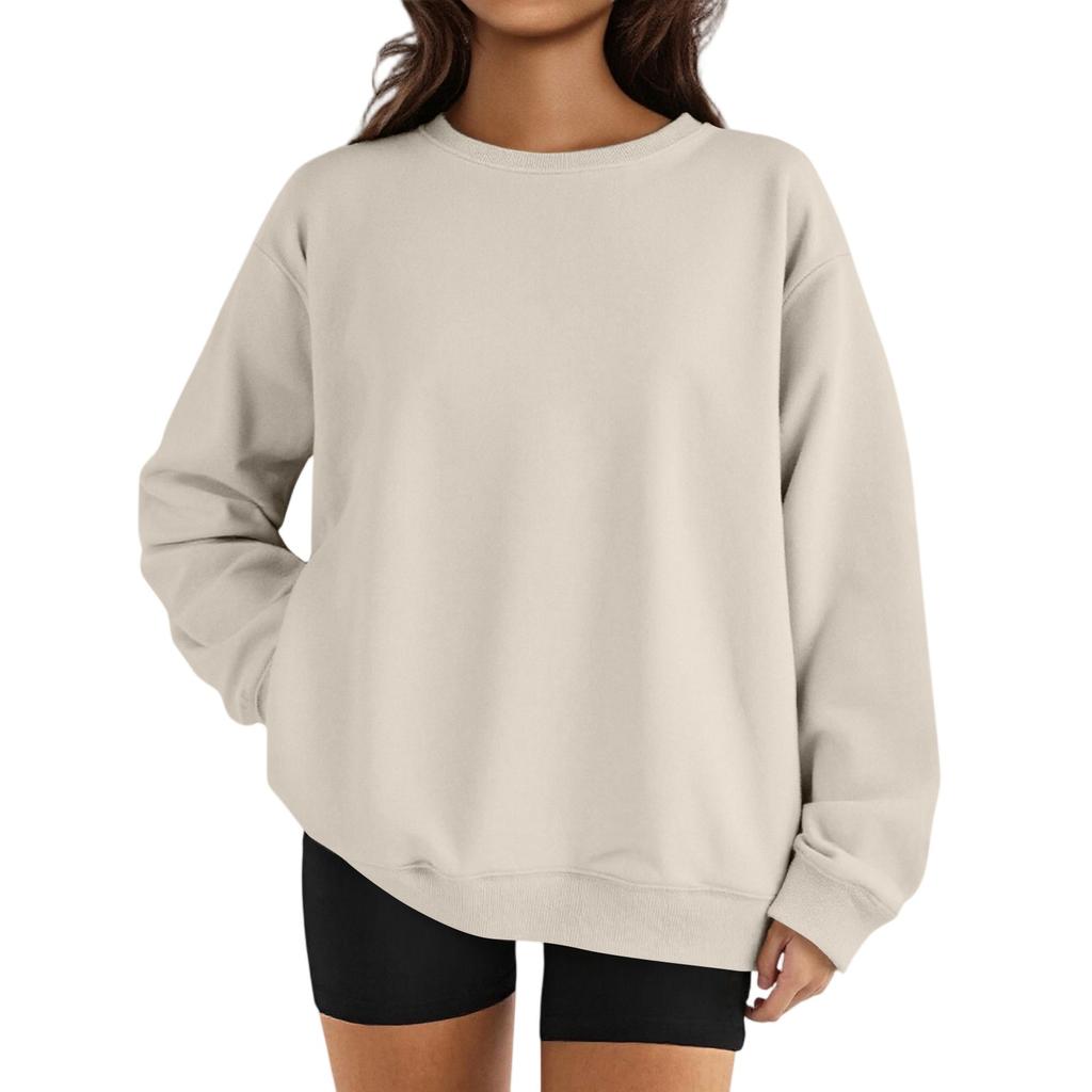 Dame Vintertopper Dame Langermet Genser Casual Rund hals Løs Passform Pullover Fleece Topper