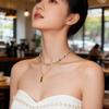 Collana clavicolare con perline di pietra naturale turchese per donna, gioielli di lusso di nicchia