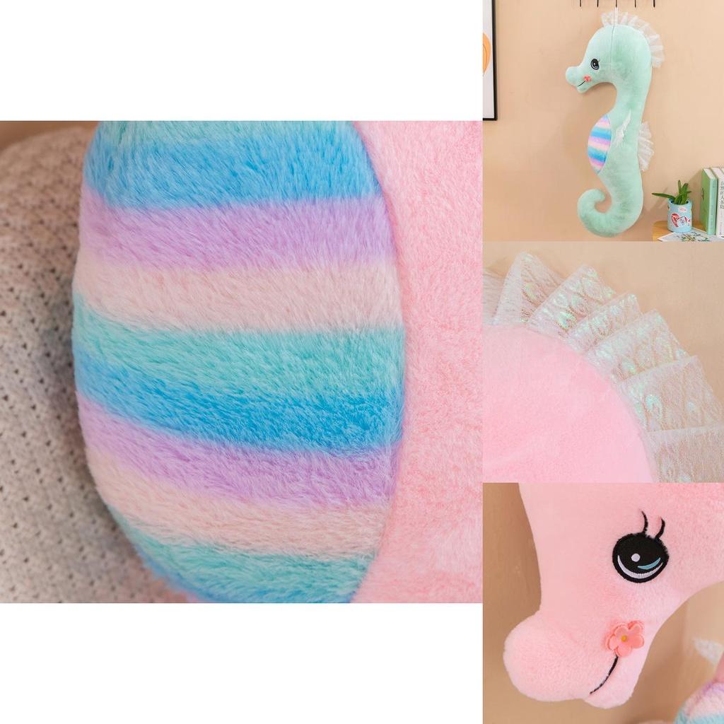 Buntes Seepferdchen Plüschtier Großes Stofftier Puppe für Kinder Cartoon Stil Pferdedesign