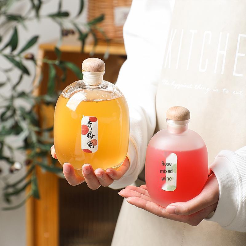 Premium Homemade Fruit Wine Bottles: Sealed, Leak-Proof, Frosted Glass with Large Belly Design