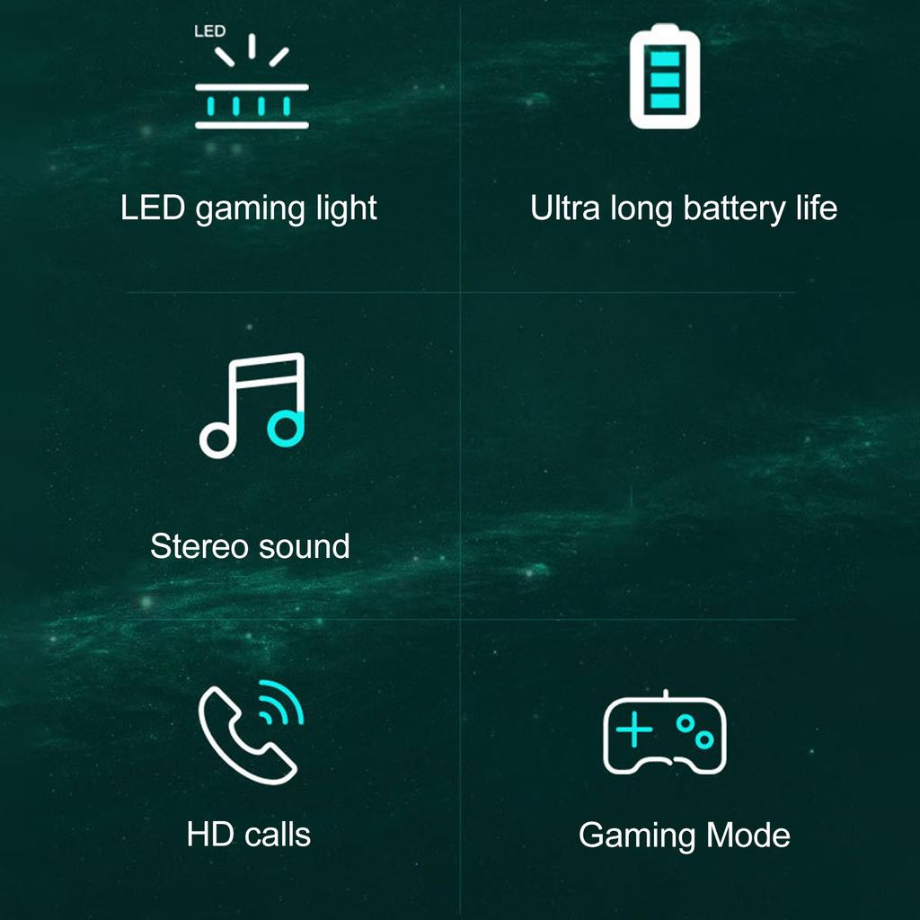 Wireless Game Earbuds LED Digital Display   V5.1 Gaming Earphones with Wireless Charging Case for Sports Work