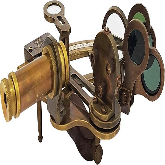 Navigation Brass  Instrument Sextant Navigation Marine Sextant In Leather Gift Box