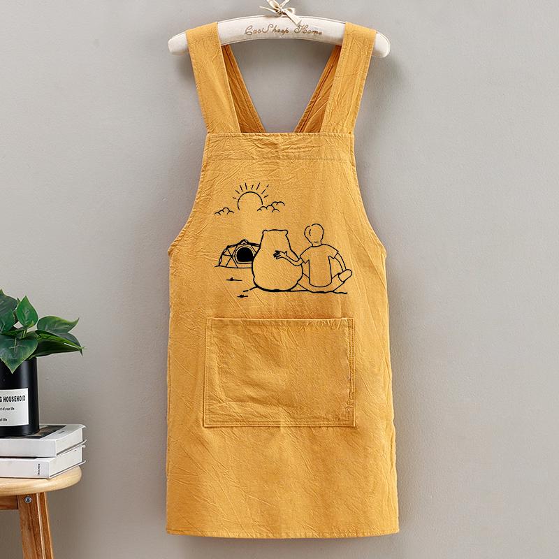 Cross-Back Cotton Crepe Apron for Milk Tea Shop Employees