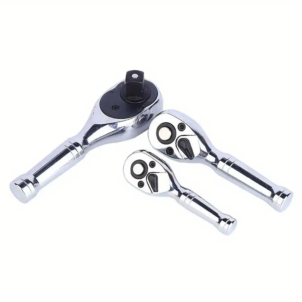 1Pcs Durable 1/4 3/8 1/2 Ratchet Wrench Repair Tool Short Handle Compact Spanner 72 Teeth Mini Quick Socket