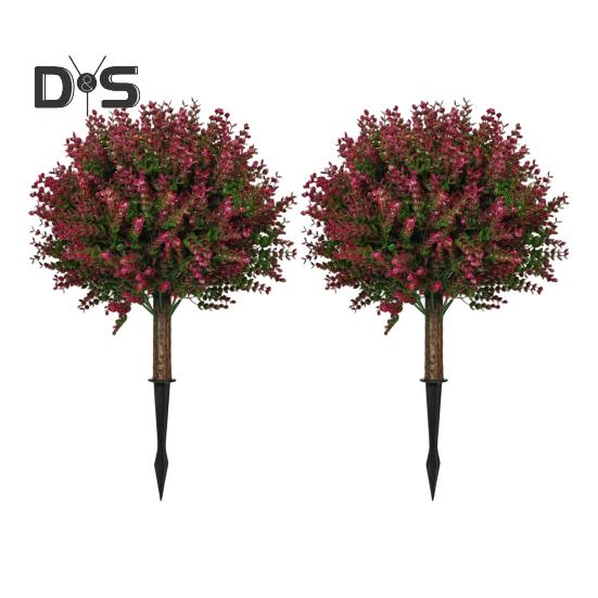 

23-дюймовый искусственный шар для топиарной стрижки, искусственное розовое дерево самшита с шипом в земле, устойчивое к ультрафиолетовому излучению, искусственный кустарник для декора крыльца в саду 2pcs