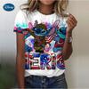 Summer Disney Lilo Stitch 3d Print T-shirts for Women Cute Lady Summer T-shirts Casual O-neck Stitch T-shirts