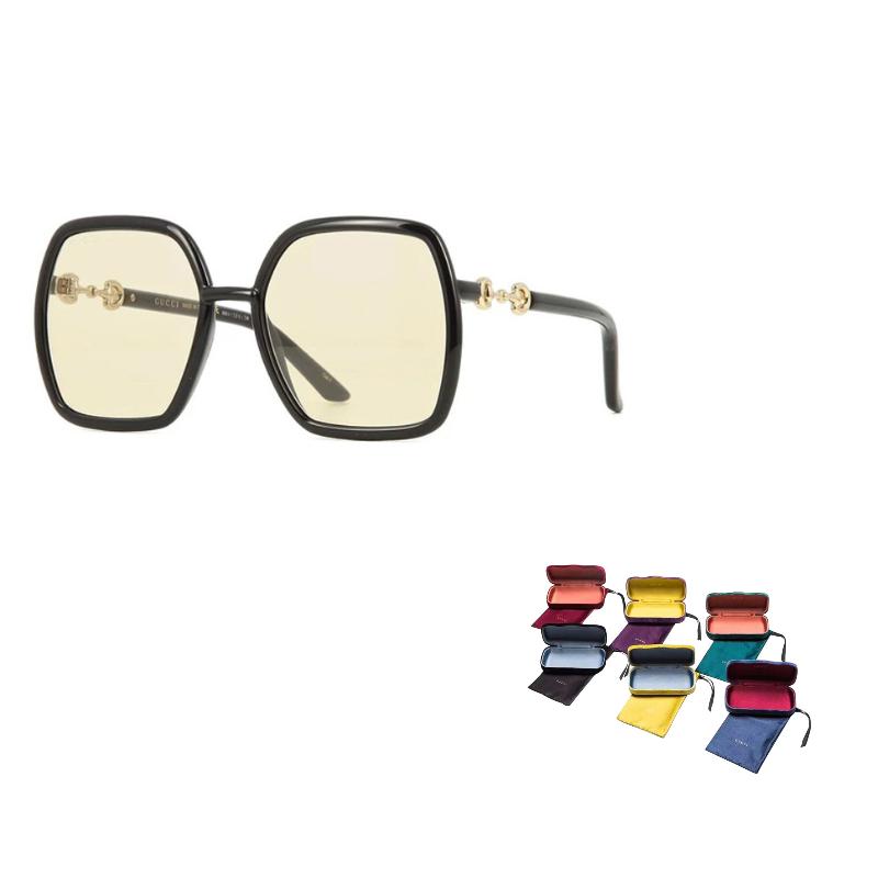 Gucci Quadratische Gelbe Sonnenbrille Damen Sonnenbrille GG0890S-005 Dust Bag+Eyeglass Case (Random Color) beige