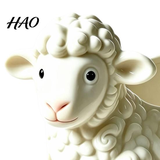 Decorative Desktop Plant Pot Curly Sheep Planter Pot, Resin Cute Lamb Flower for Plants Animal Succulents Cacti Indoor Outdoor Decoration Modern Home
