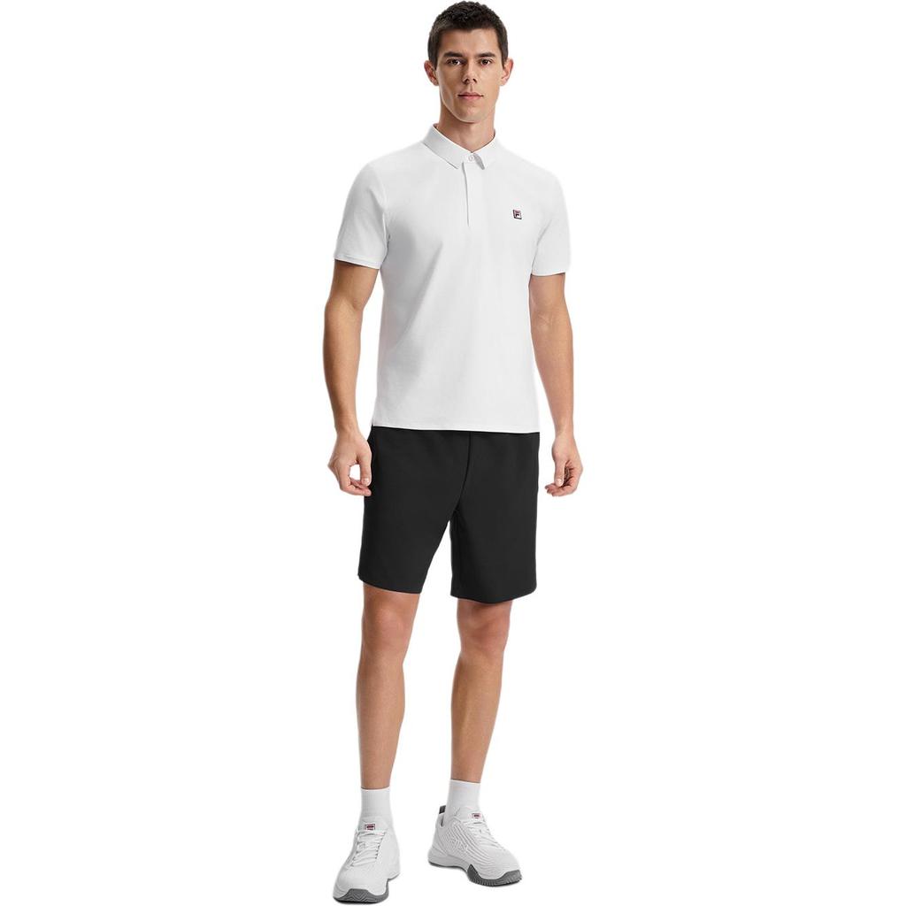 FILA Tennis Brand Logo Sun Protection Knitted Short Sleeve Polo Shirt Men tops Jade-White A11M523103F-WT