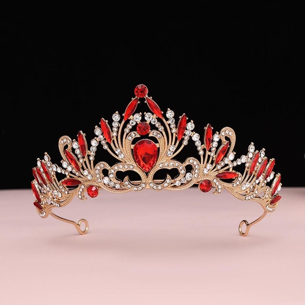 Vintage Baroque Crown Antique Bronze Princess Rhinestone Tiara  Birthday Head Jewelry