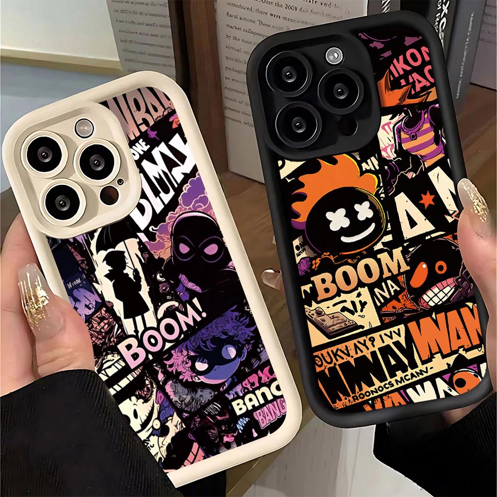 Fashion Graffiti Flame Punk Phone Case for iPhone 16 14 15 Pro Max 13 12 11 X XS XR 7 8 Plus SE 2022 Shockproof Protective Cover