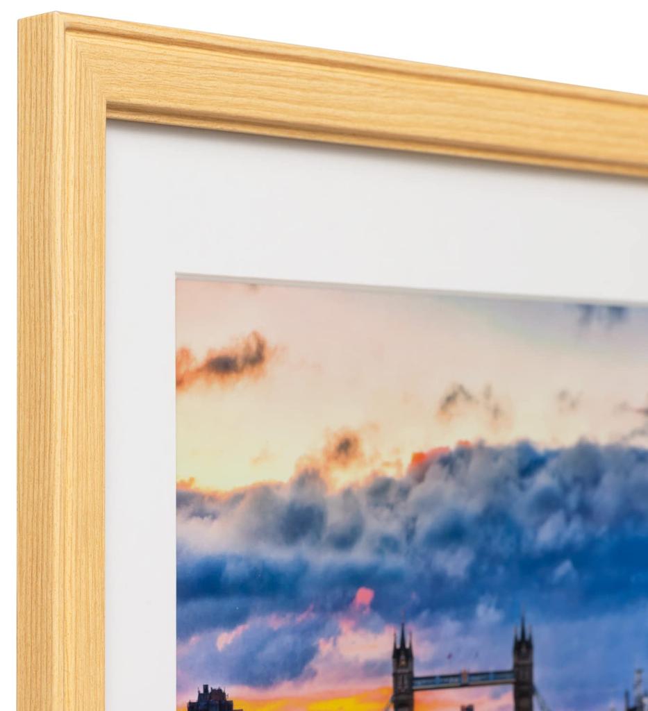 Kenko Cosmos Picture with Glass Frame, 6-Cut, Wooden, Front, Natural, MCM-6-NA