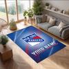 New York Rangers Crystal Velvet Rug, Custom Name Text Personalized Non‑Slip Floor Mat for Home Decor Gift