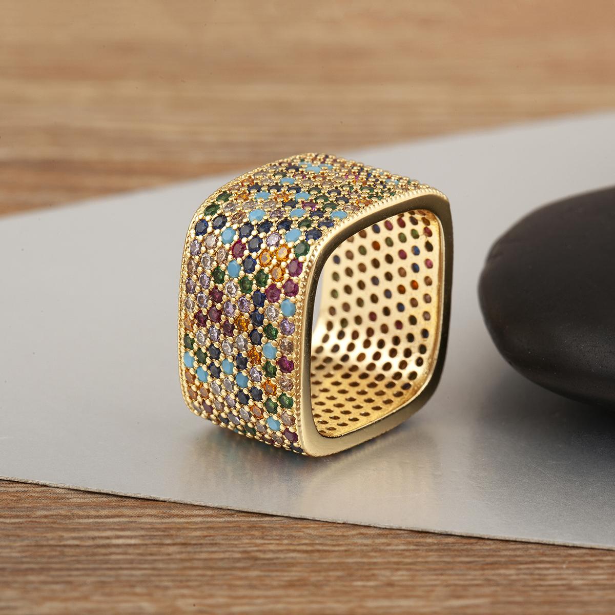 

AIBEF 5 кольорів Квадратна форма Кристалічні каблучки Унісекс Мідь Циркон Ювелірні аксесуари Вечеря Для жінок Чоловіків 9