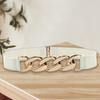Waist Belt Golden Polished Metal Chain Buckle Elastic Elegant Wide Women Dress Shirt Coat Belt Clothing Accessories