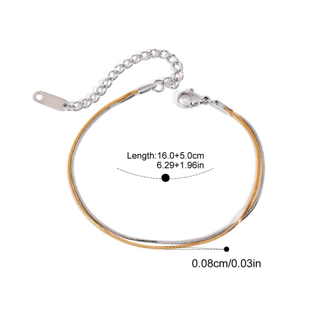  Rust Proof Stainless Steel Multi-Layer Chain Bracelet Daily Smooth Hypoallergenic Waterproof Jewelry for Women Accessories