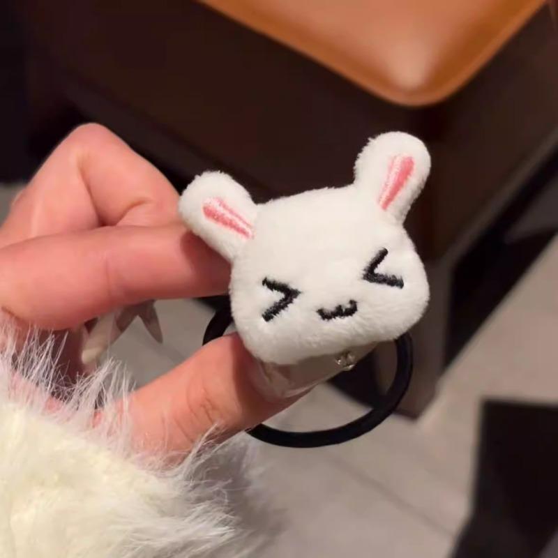 1/2/4PCS Cute Plush Bunny Rabbit Hair Tie Hairband for Lolita JK Girls Students Ponytail Hair Rope Hair Accessories Jewelry Gift