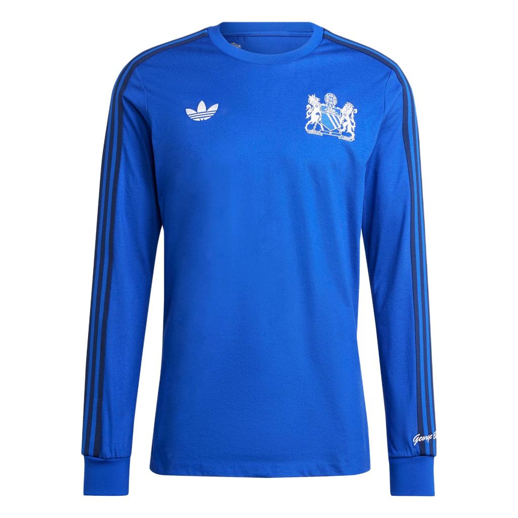 Adidas Manchester United George Best Series Comfortable Casual Retro Long Sleeve Football Shirt Men Tops Cobalt-Blue IV7536