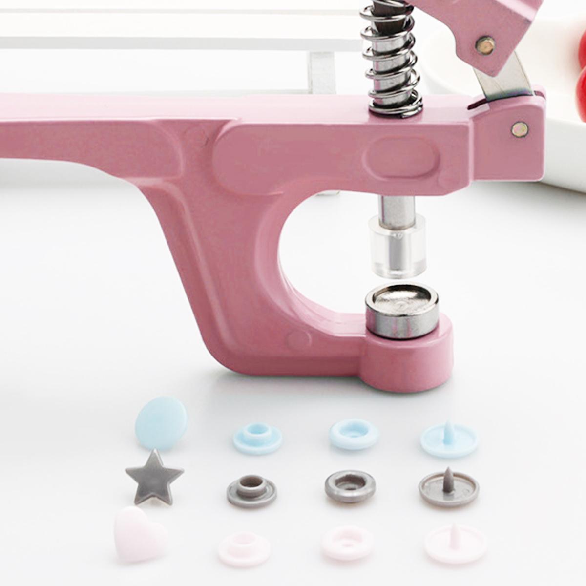300Pcs Metal Snap Fasteners Button Kits with Fastener Botones Installation Pliers Sewing Accessories For Clothing Jacket Leather rosa
