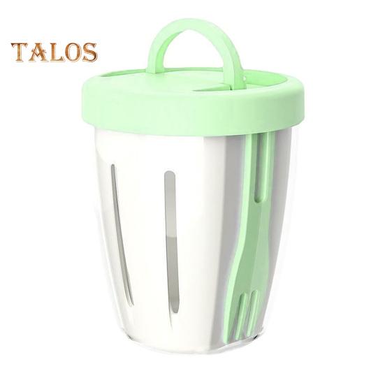 

Двухслойный салатник, переносной контейнер для фруктов с вилкой, герметичная герметичная коробка для еды для пикника на открытом воздухе и путешествий зелёный