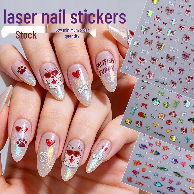 Aurora Rainbow Butterfly 3D Embossed Nail Art Stickers
