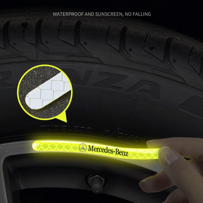 Car Wheel Hub Reflective Stickers Tire Rim Luminous Accessories for Mercedes Benz E C G M S A B Class AMG W176 W204 W212 GLC CLA W168 W202