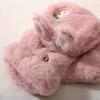 Flip half finger cute rabbit autumn and winter plush gloves female warm thickened student writing cycling gloves tide