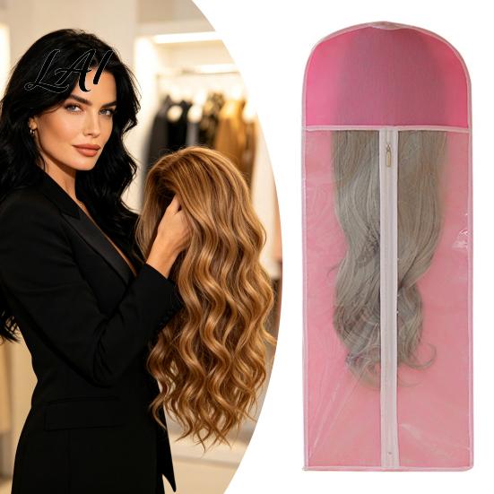 Zippered Wig Storage Bag Hanging with Hook Breathable Non-woven Fabric Dust-proof Organizer Protector Space Saving Portable Zipper Case for