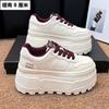 Plateauschuhe mit Höhenerhöhung Lederoberfläche Damen Frühling neu vielseitige Muffin-Schuhe lässige und bequeme Board-Schuhe