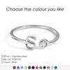 EMANCO Birthstone Initial Custom Ring Open End Ring Stainless Steel Name Custom Jewelry Women's Ring