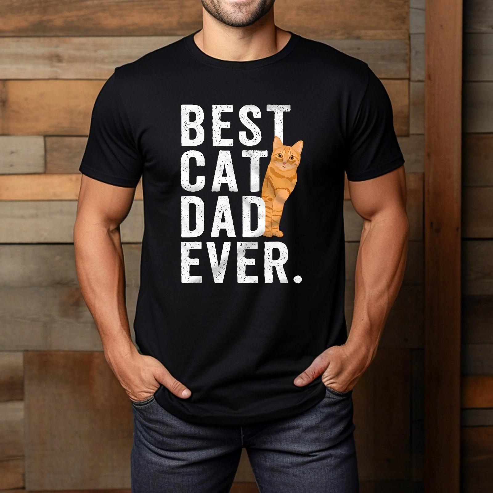 Best Cat Dad Orange Tabby Cat Dad Orange Tabby Cat Owner T-Shirt XL